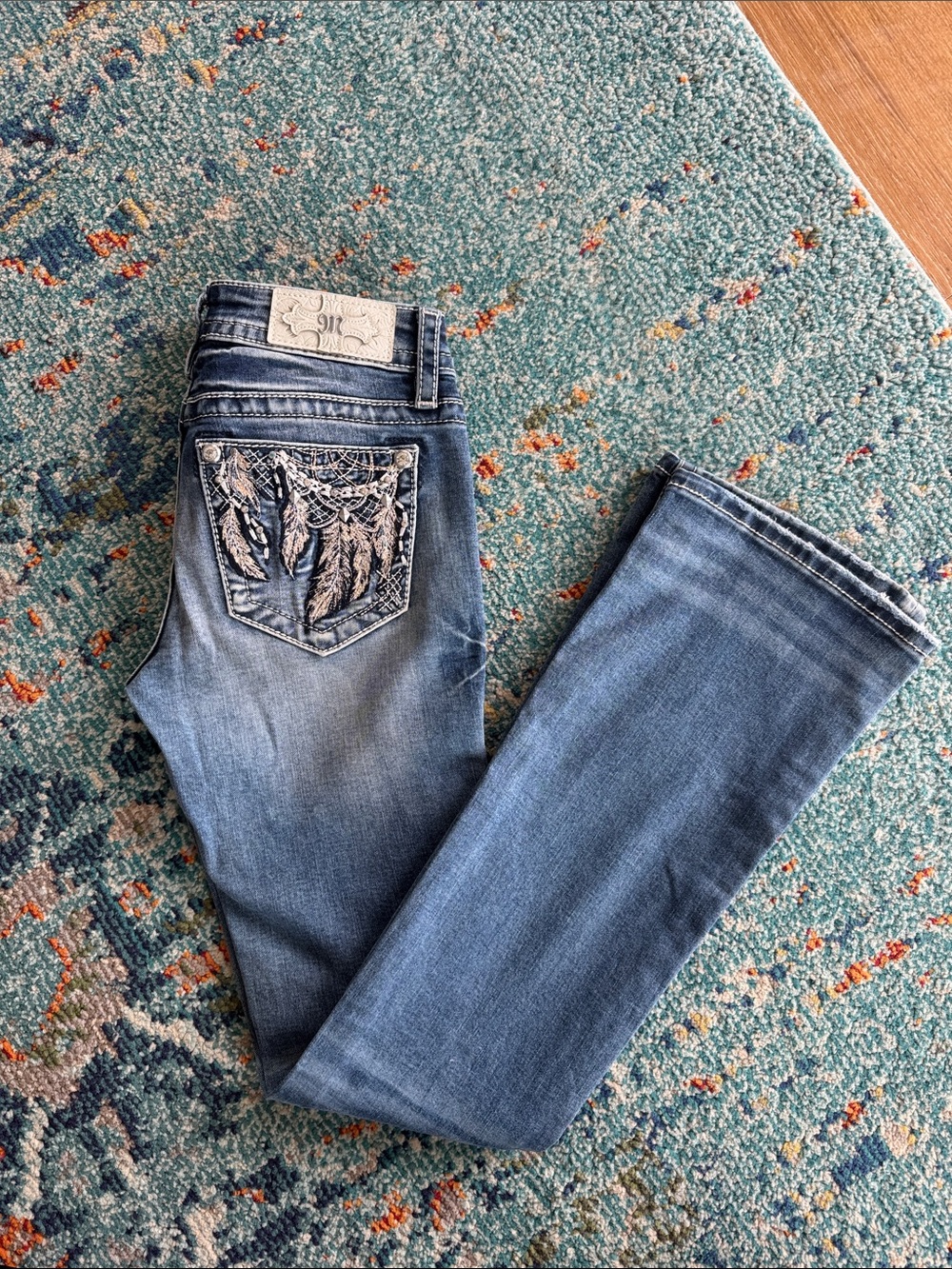 Miss Me Light Blue Bootcut Jeans with Dreamcatcher Pocket